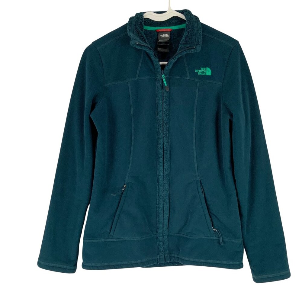 The North Face Green Long Sleeve Mock Neck Full Zip Sweater Size S w/Zip Pockets